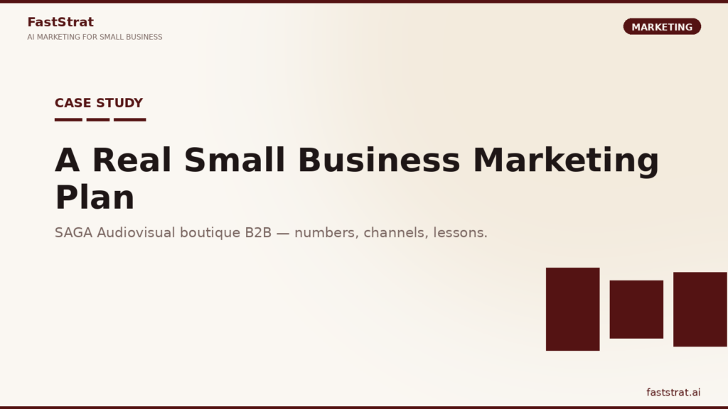 Small business marketing plan example, SAGA Audiovisual boutique B2B case study
