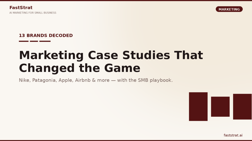 Thirteen iconic marketing campaigns from Nike, Apple, Patagonia, Airbnb, Spotify and others, compiled as case studies for small businesses
