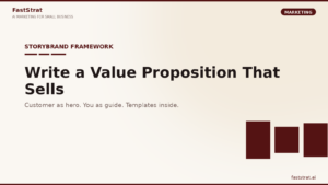 StoryBrand framework applied to value proposition writing: customer as hero, brand as guide, plan to success